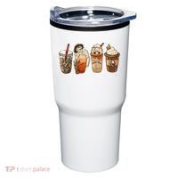 Horror Fall Coffee Pumpkin Spice Latte Iced Autumn Halloween Tumbler thumb 0