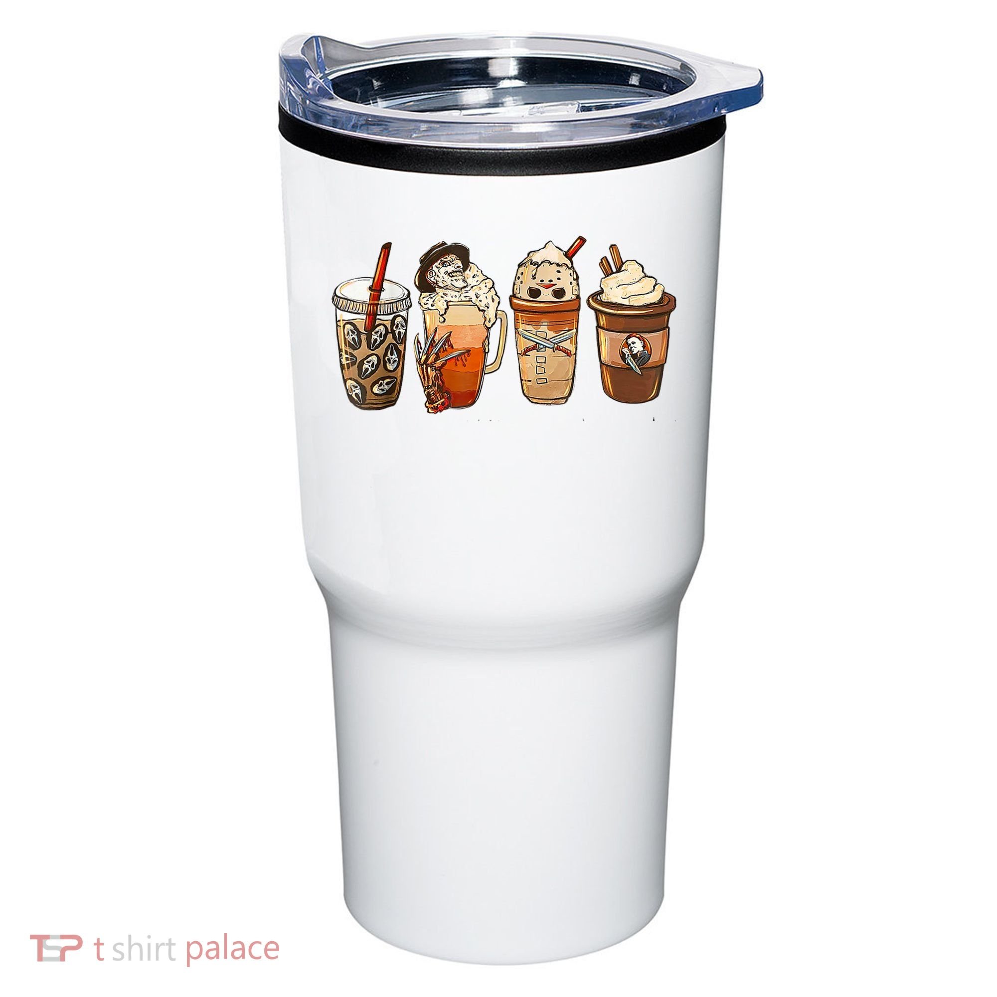 Horror Fall Coffee Pumpkin Spice Latte Iced Autumn Halloween Tumbler
