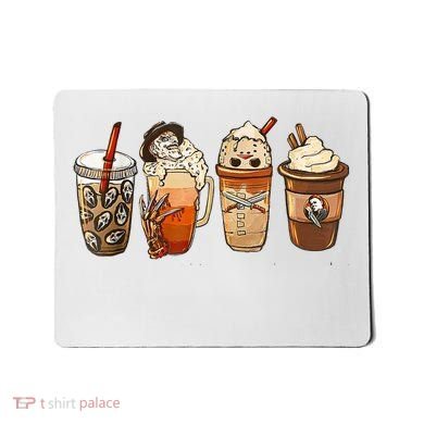 Horror Fall Coffee Pumpkin Spice Latte Iced Autumn Halloween Mousepad