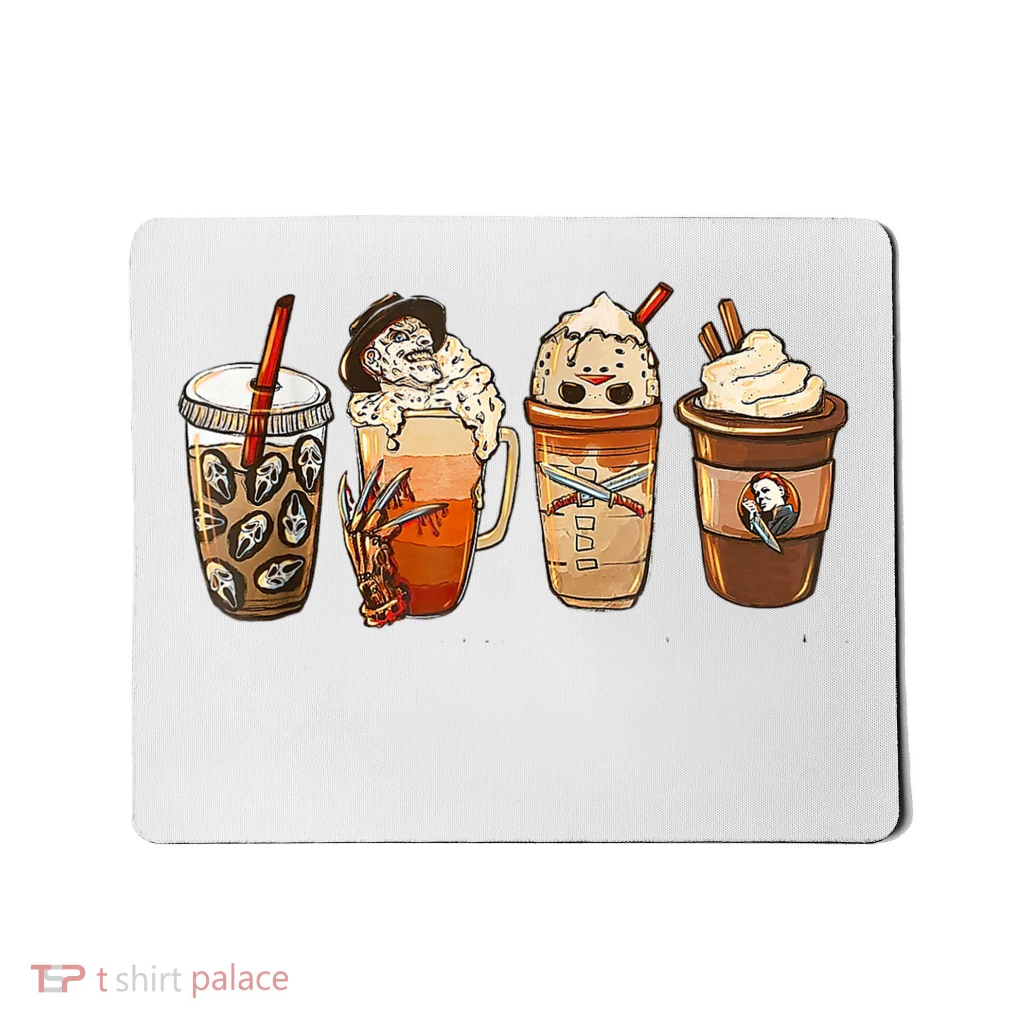 Horror Fall Coffee Pumpkin Spice Latte Iced Autumn Halloween Mousepad