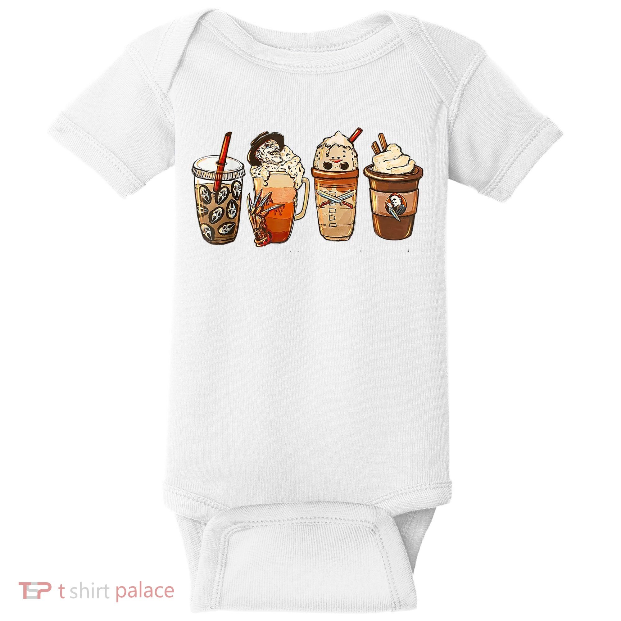 Horror Fall Coffee Pumpkin Spice Latte Iced Autumn Halloween Baby Bodysuit