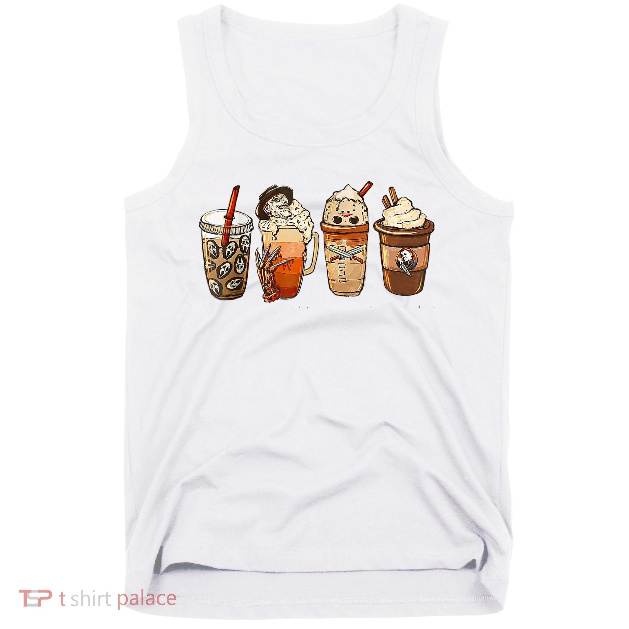 Horror Fall Coffee Pumpkin Spice Latte Iced Autumn Halloween Tank Top