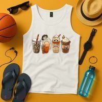 Horror Fall Coffee Pumpkin Spice Latte Iced Autumn Halloween Tank Top thumb 4