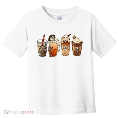 Horror Fall Coffee Pumpkin Spice Latte Iced Autumn Halloween Toddler T-Shirt