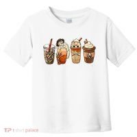 Horror Fall Coffee Pumpkin Spice Latte Iced Autumn Halloween Toddler T-Shirt thumb 0