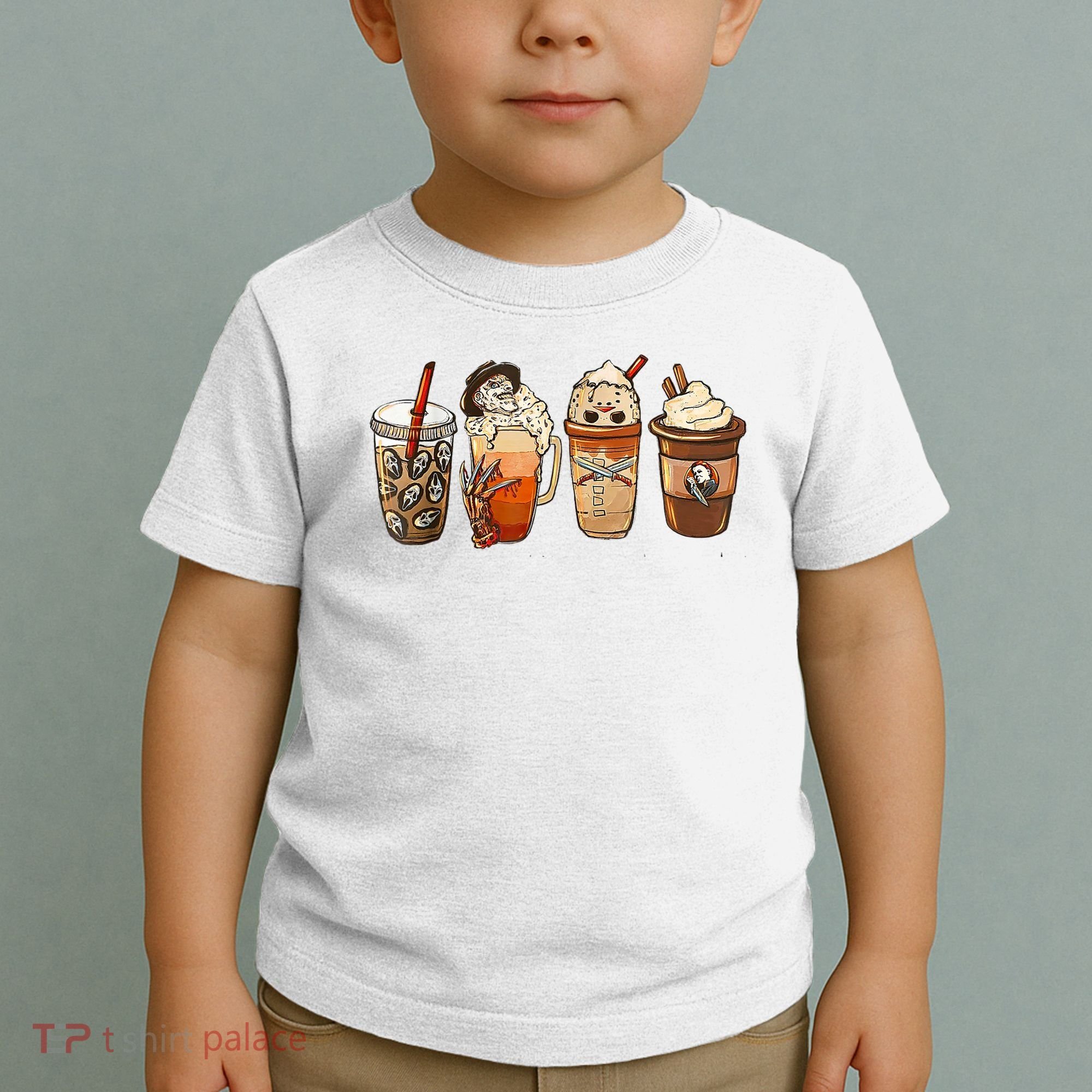 Horror Fall Coffee Pumpkin Spice Latte Iced Autumn Halloween Toddler T-Shirt