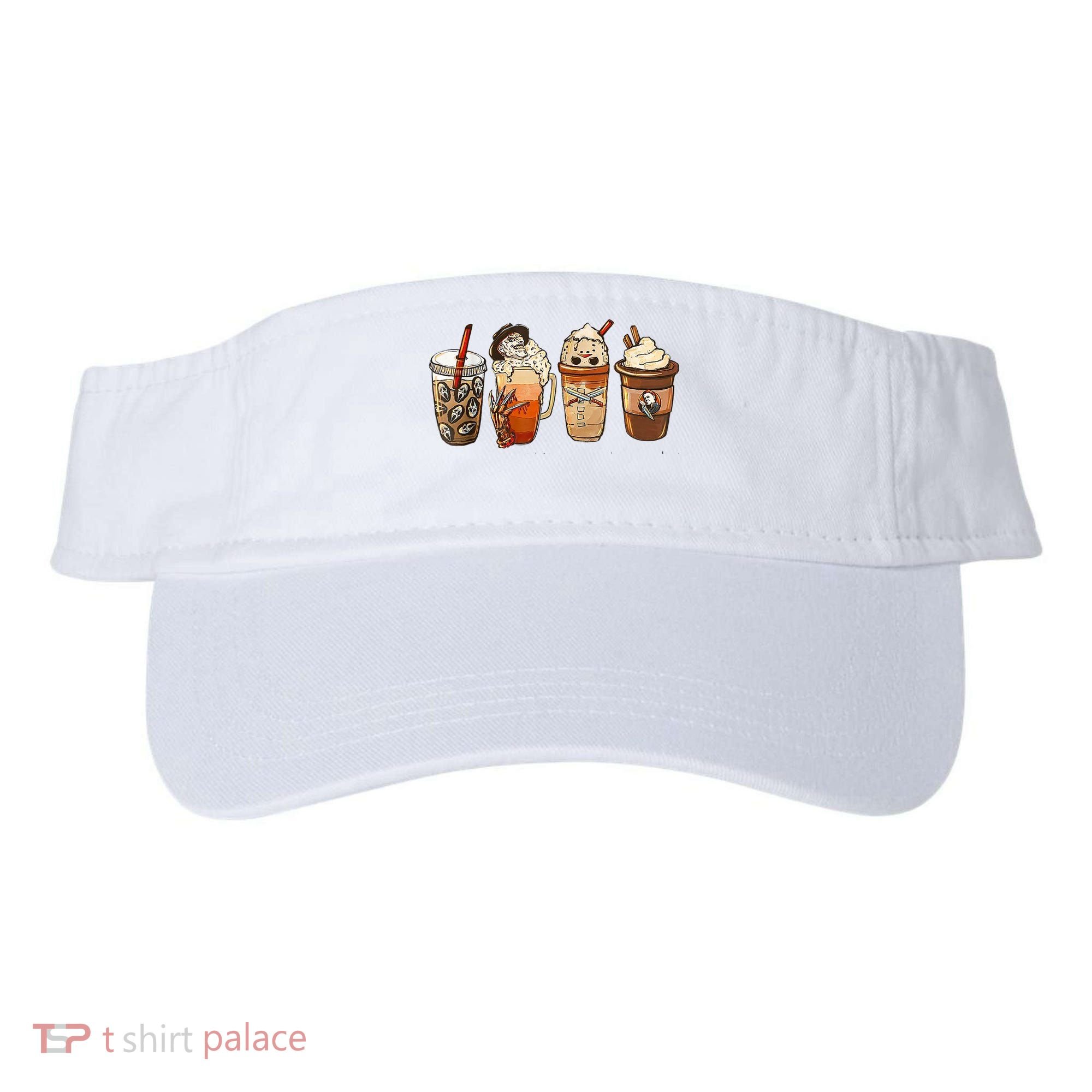 Horror Fall Coffee Pumpkin Spice Latte Iced Autumn Halloween Visor