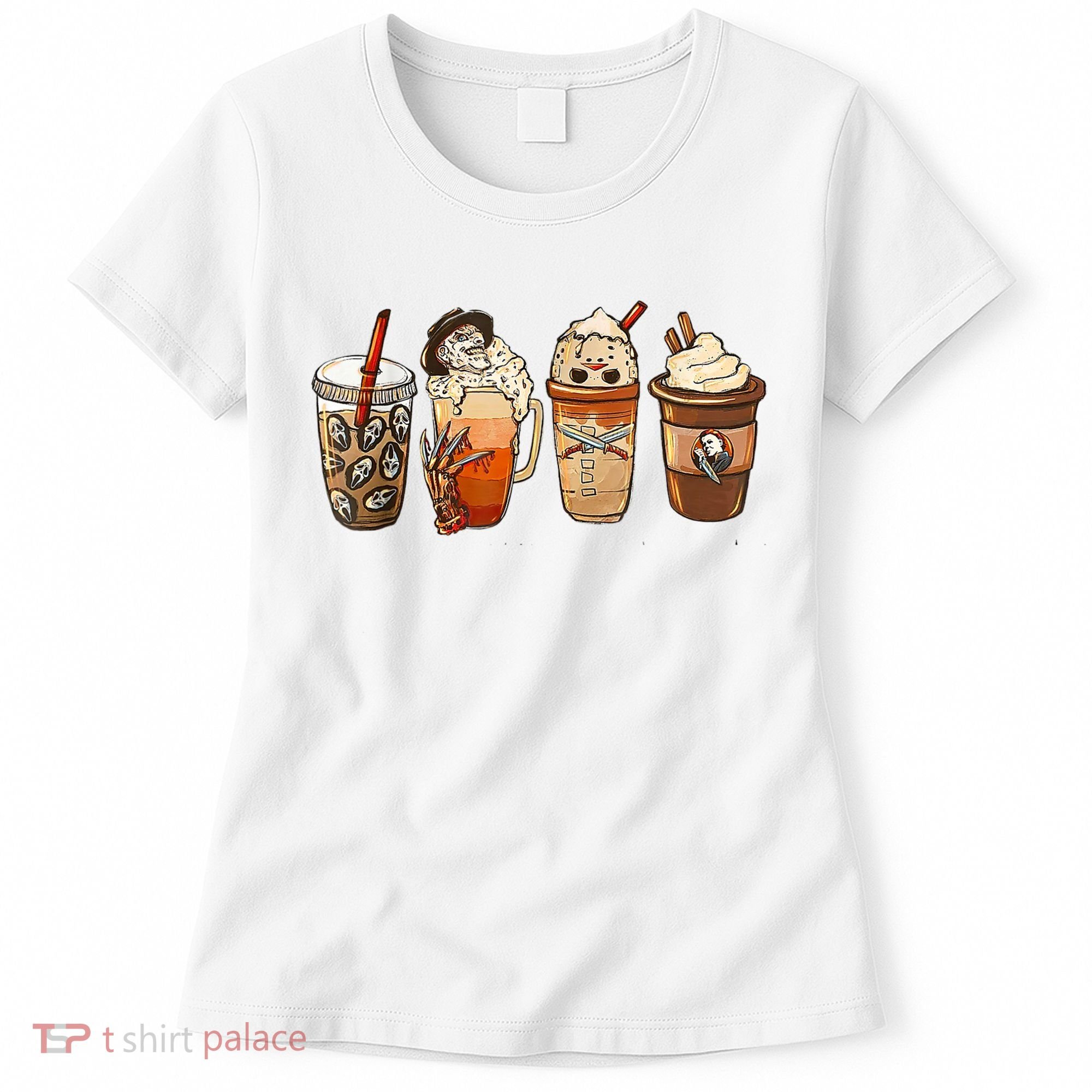 Horror Fall Coffee Pumpkin Spice Latte Iced Autumn Halloween Women's T-Shirt