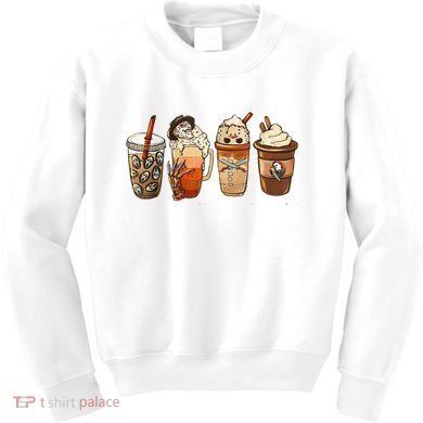 Horror Fall Coffee Pumpkin Spice Latte Iced Autumn Halloween Kids Sweatshirt