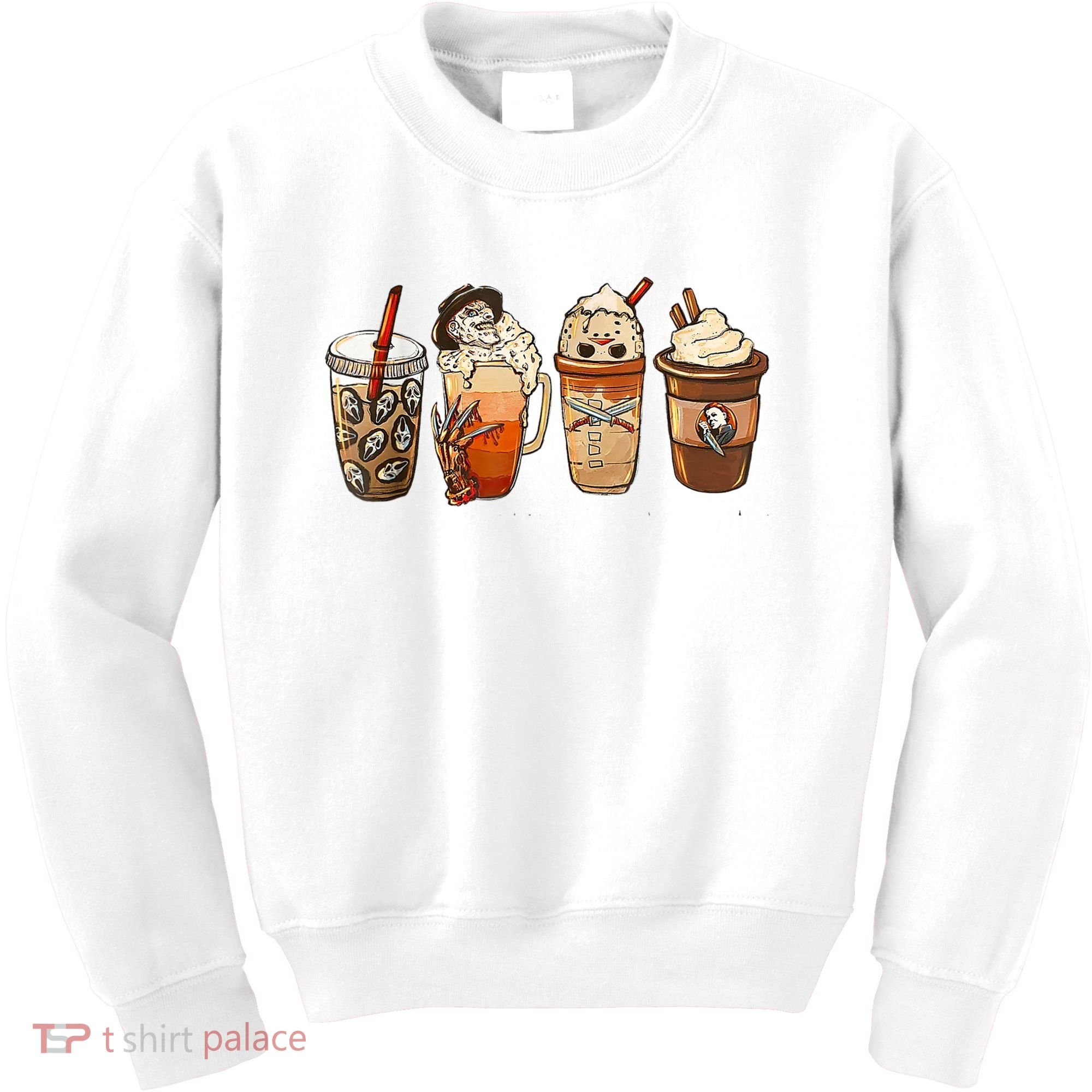 Horror Fall Coffee Pumpkin Spice Latte Iced Autumn Halloween Kids Sweatshirt