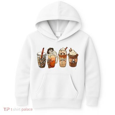 Horror Fall Coffee Pumpkin Spice Latte Iced Autumn Halloween Kids Hoodie