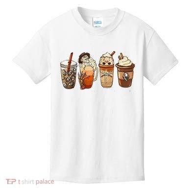 Horror Fall Coffee Pumpkin Spice Latte Iced Autumn Halloween Kids T-Shirt