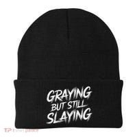 Humor For Dad Graying But Still Slaying Beanie thumb 0