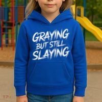 Humor For Dad Graying But Still Slaying Kids Hoodie thumb 3
