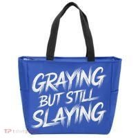 Humor For Dad Graying But Still Slaying Tote Bag thumb 0