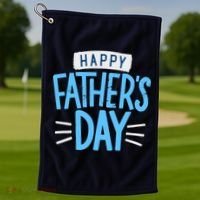 Happy Fathers Day Celebration Gift Golf Towel thumb 1