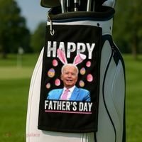 Happy Father's Day Funny Biden Confused For Easter Day Gift Golf Towel thumb 2
