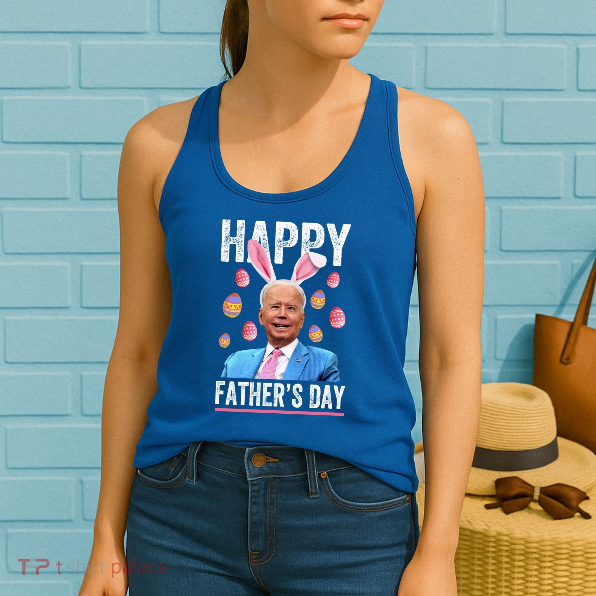 Happy Father's Day Funny Biden Confused For Easter Day Gift Women's Tank Top