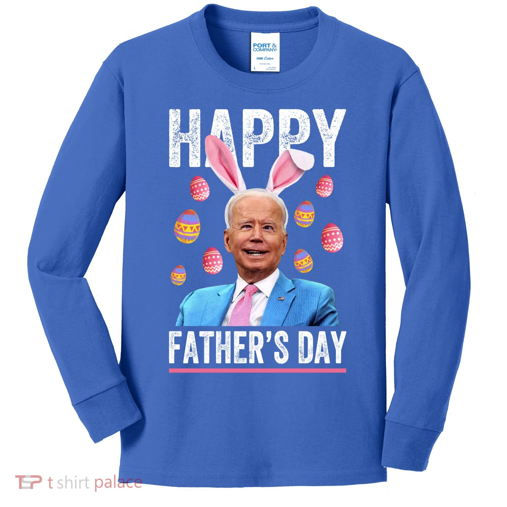 Happy Father's Day Funny Biden Confused For Easter Day Gift Kids Long Sleeve Shirt