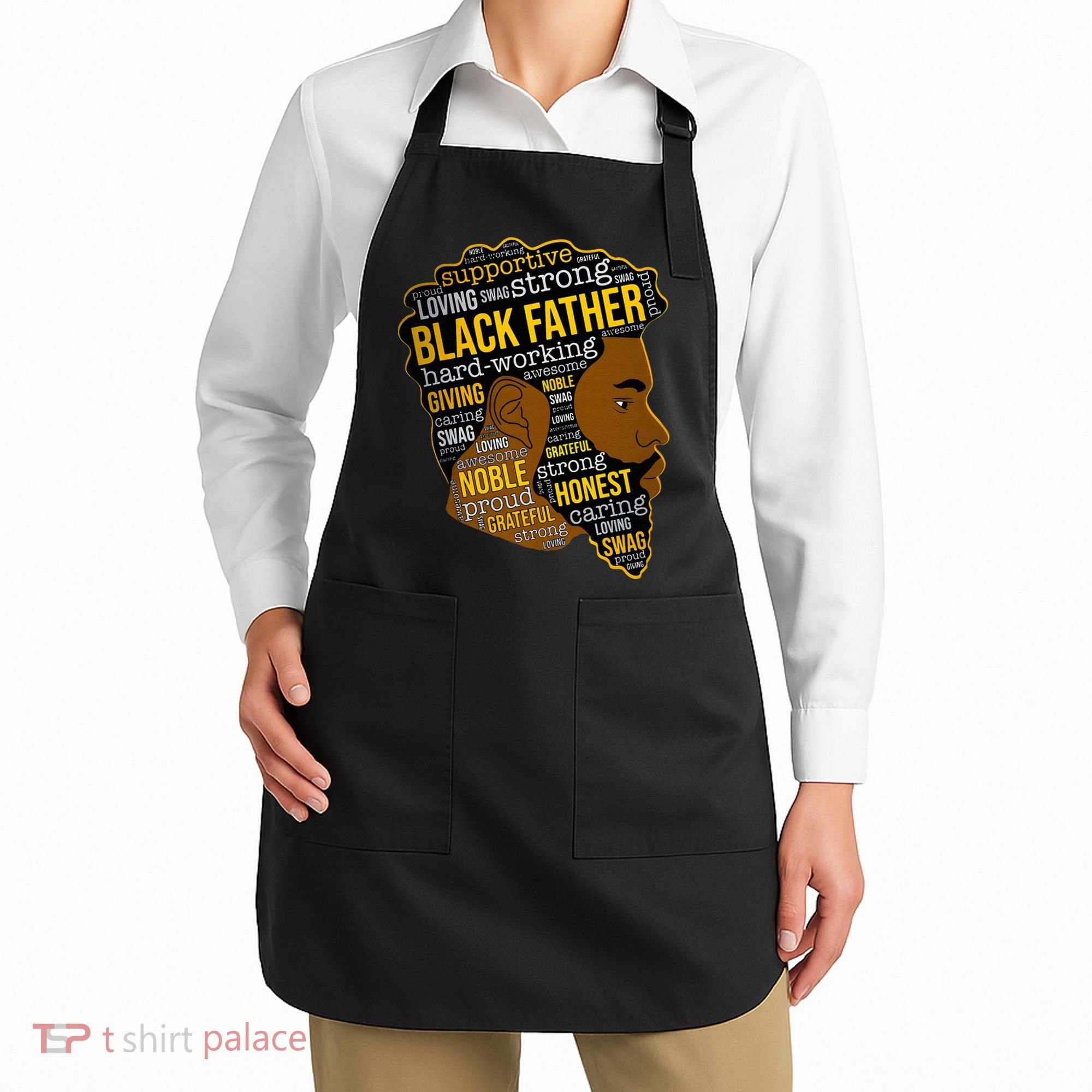 Happy Father’s Day Black Father King Afro African Man Apron