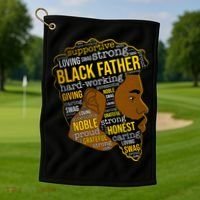 Happy Father’s Day Black Father King Afro African Man Golf Towel thumb 1