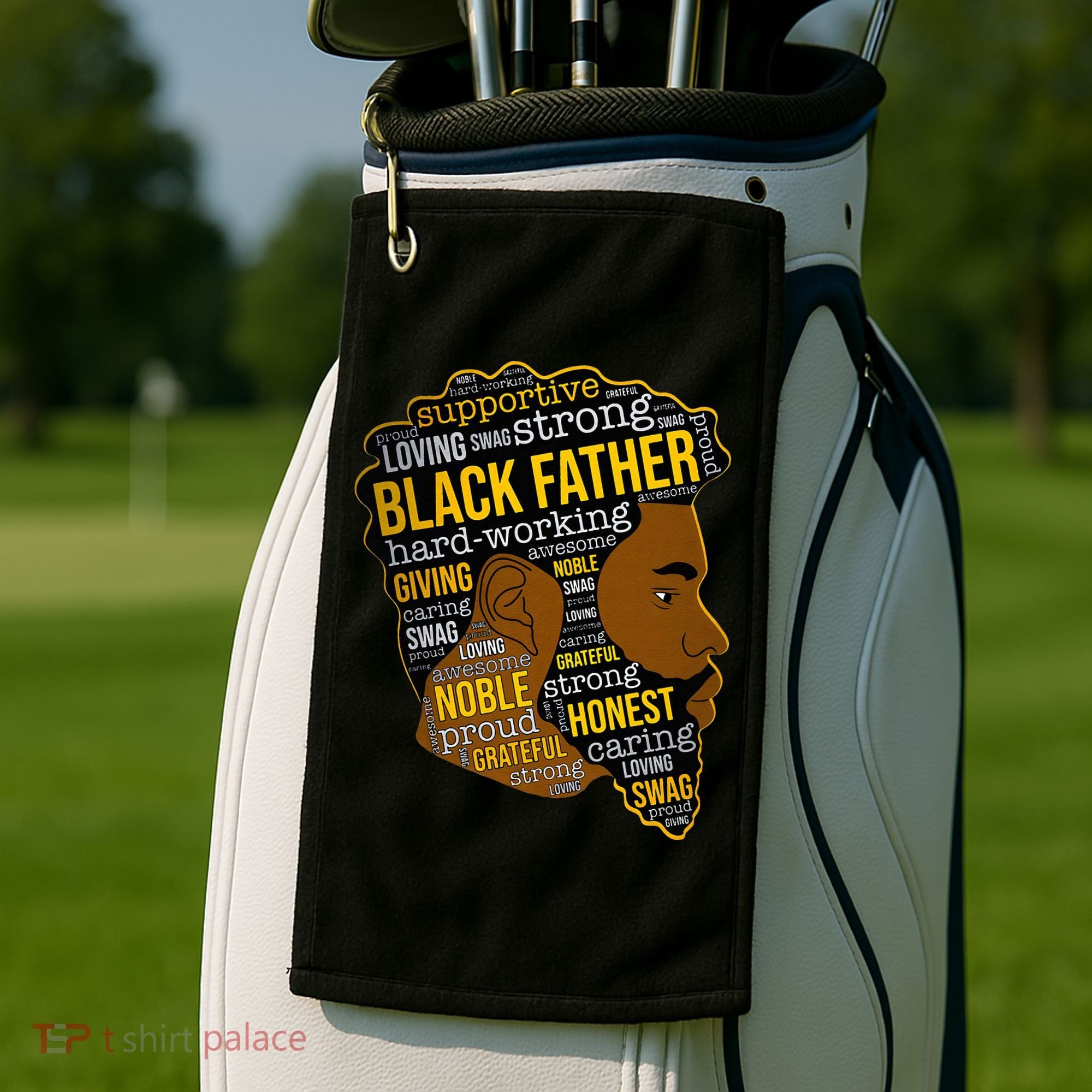 Happy Father’s Day Black Father King Afro African Man Golf Towel
