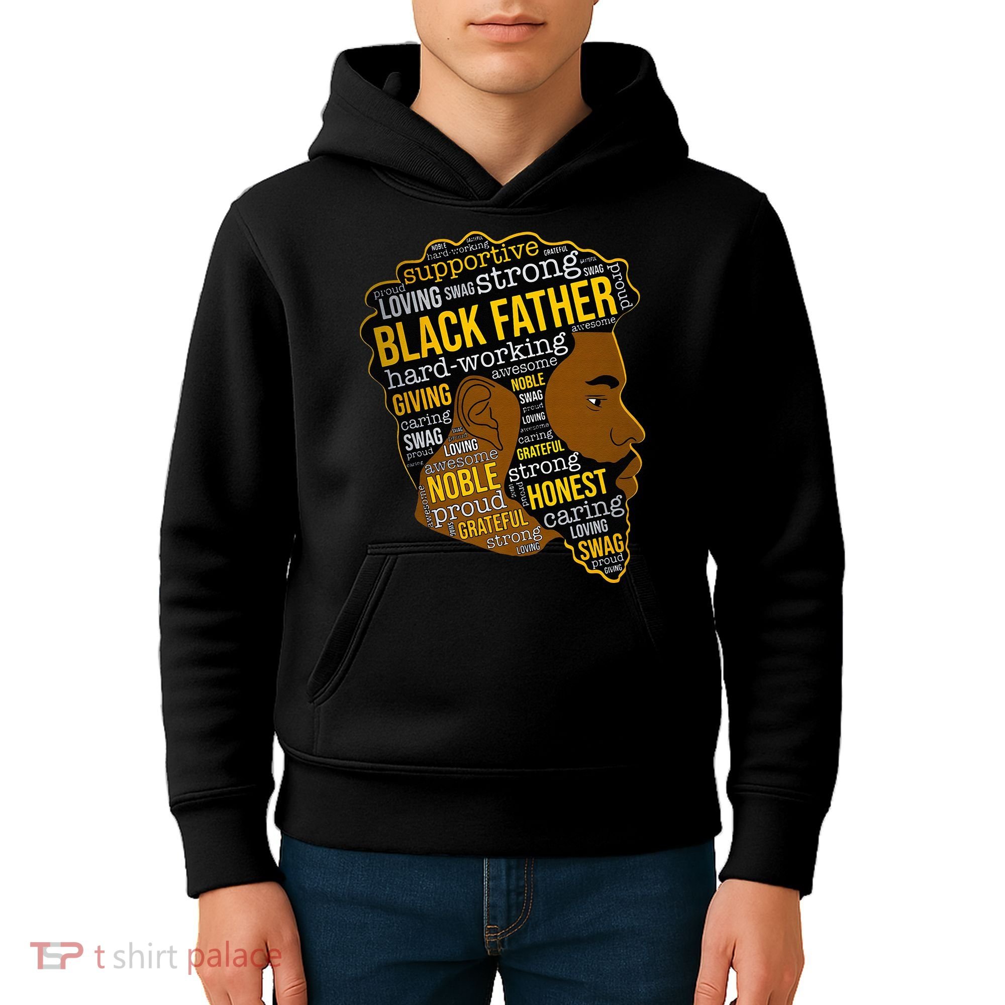 Happy Father’s Day Black Father King Afro African Man Kids Hoodie