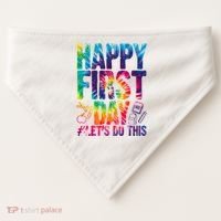 Happy First Day Let's Do This Back To School Rainbow USA-Made Doggie Bandana thumb 0