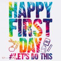 Happy First Day Let's Do This Back To School Rainbow USA-Made Doggie Bandana thumb 2