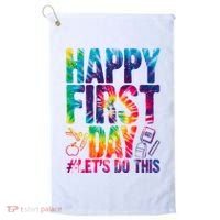 Happy First Day Let's Do This Back To School Rainbow Golf Towel thumb 0