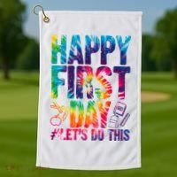 Happy First Day Let's Do This Back To School Rainbow Golf Towel thumb 1
