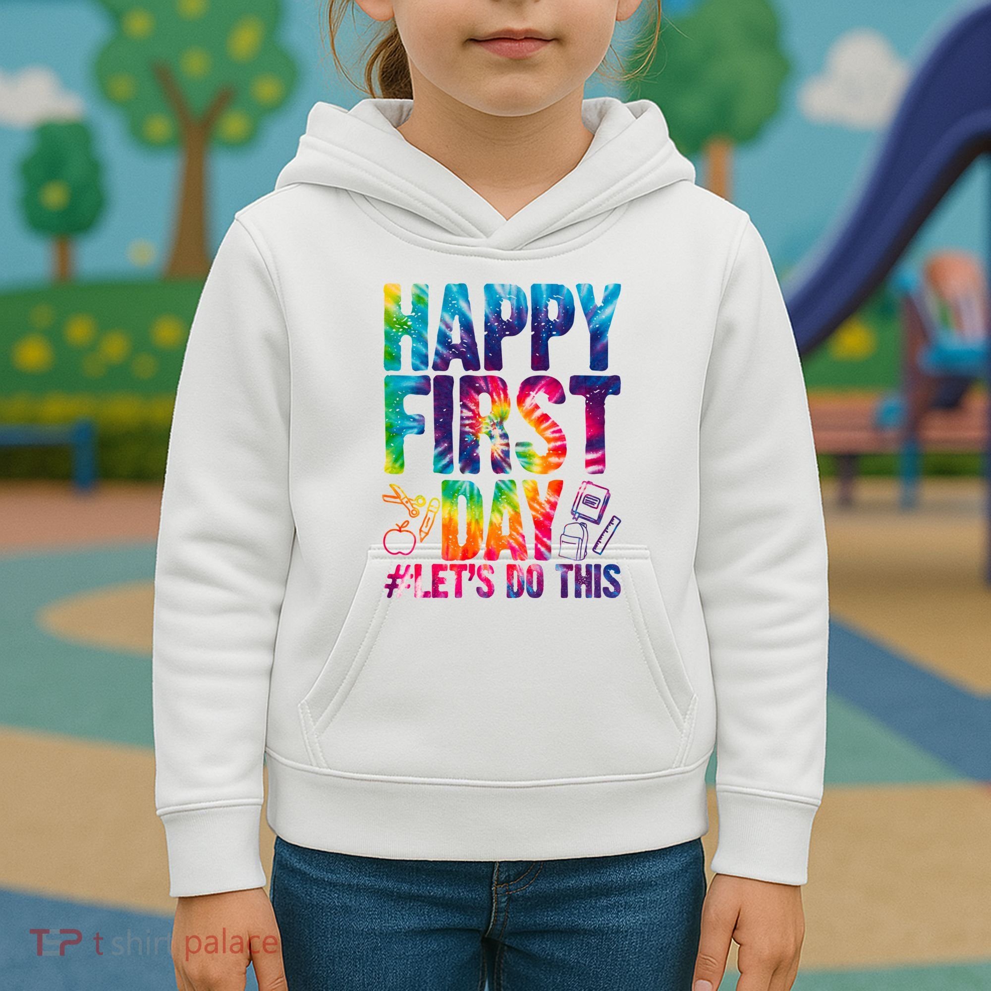 Happy First Day Let's Do This Back To School Rainbow Kids Hoodie
