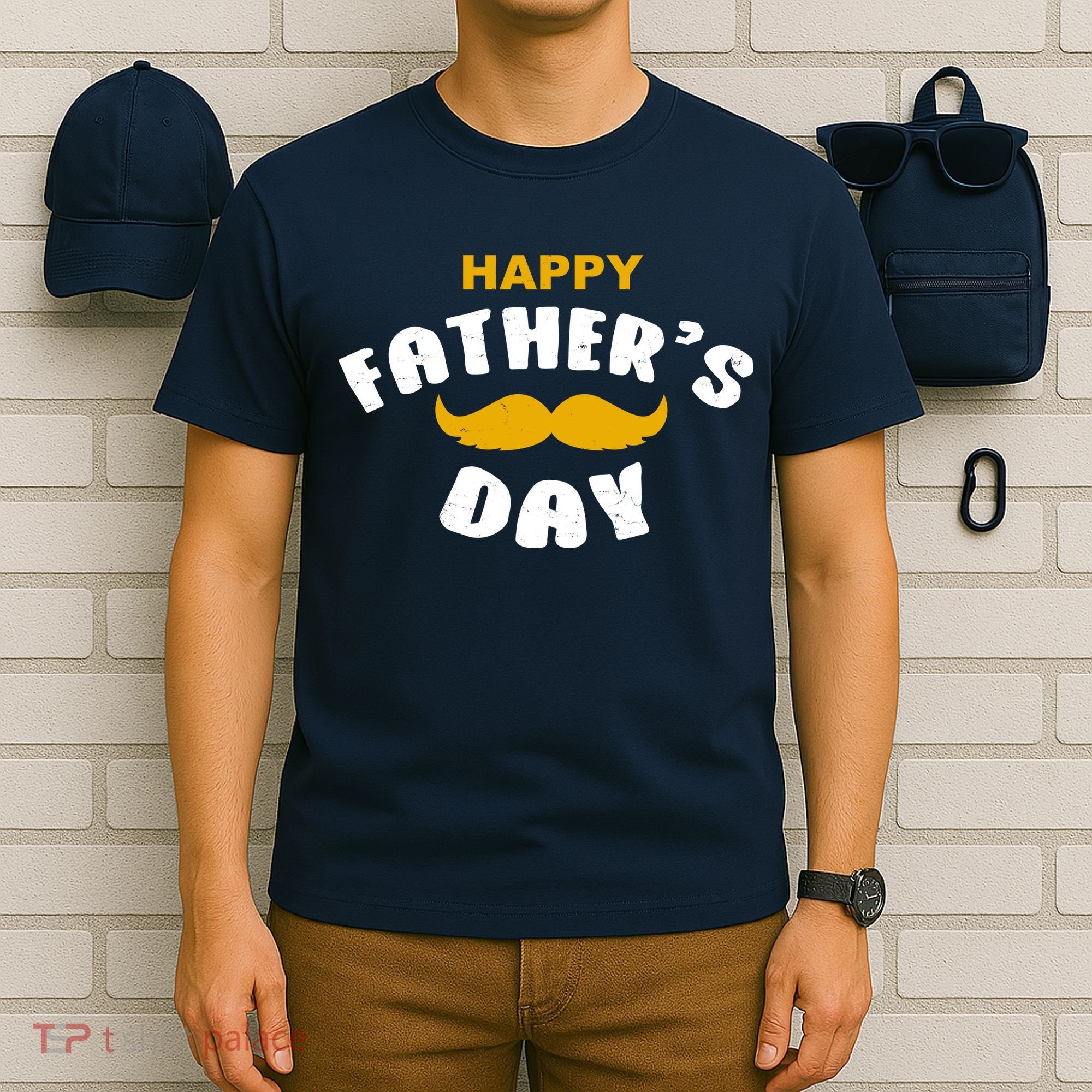 Happy Fathers Day Mustache Vintage T-Shirt