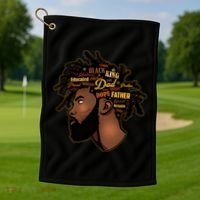 Happy Father's Day Black African American Dad Golf Towel thumb 1