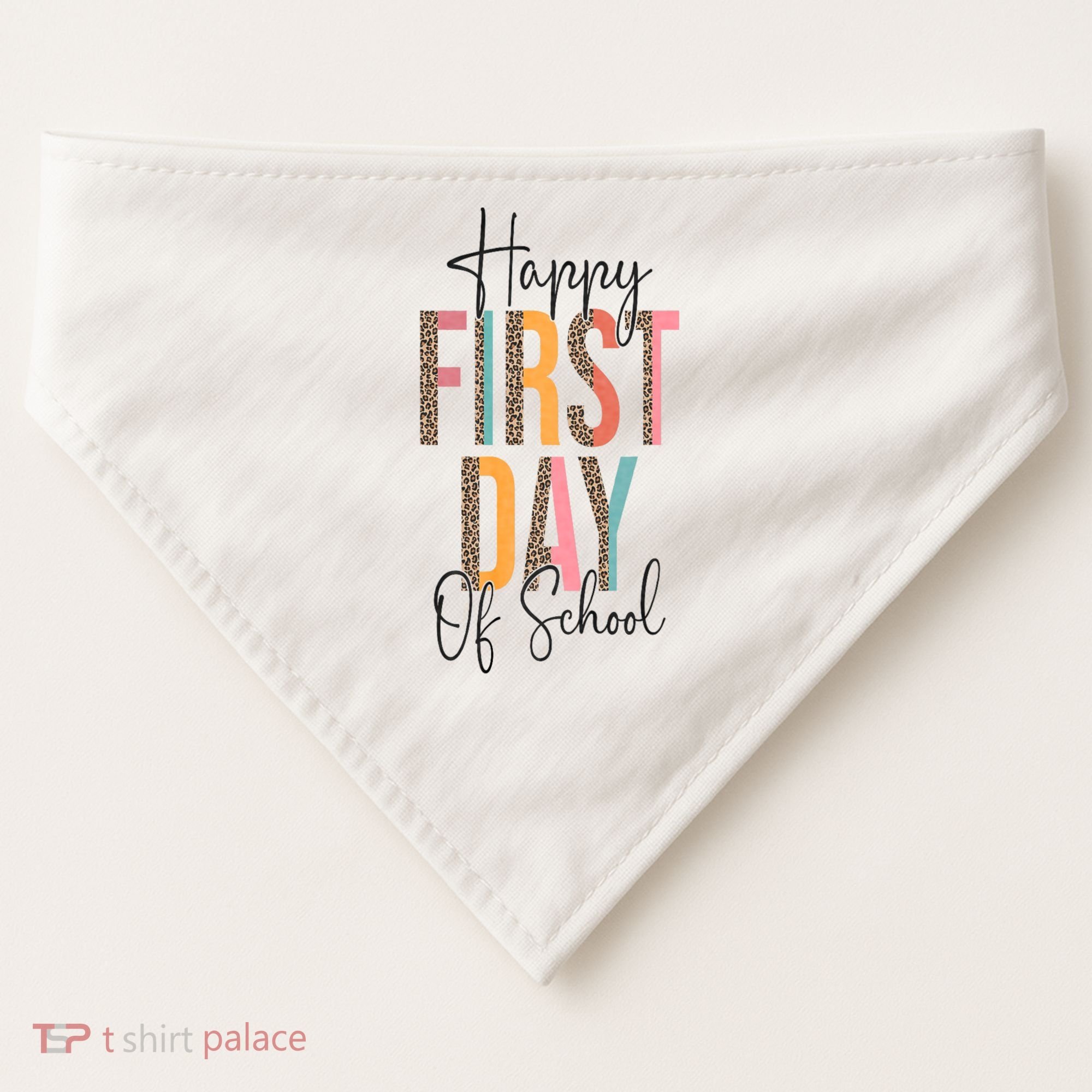 Happy First Day Of School Leopard Back To School Teacher USA-Made Doggie Bandana