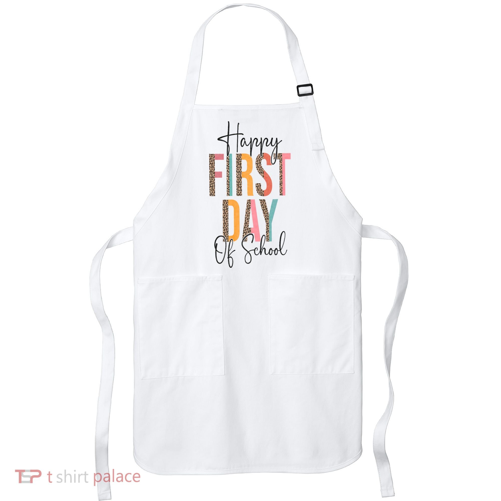 Happy First Day Of School Leopard Back To School Teacher Apron
