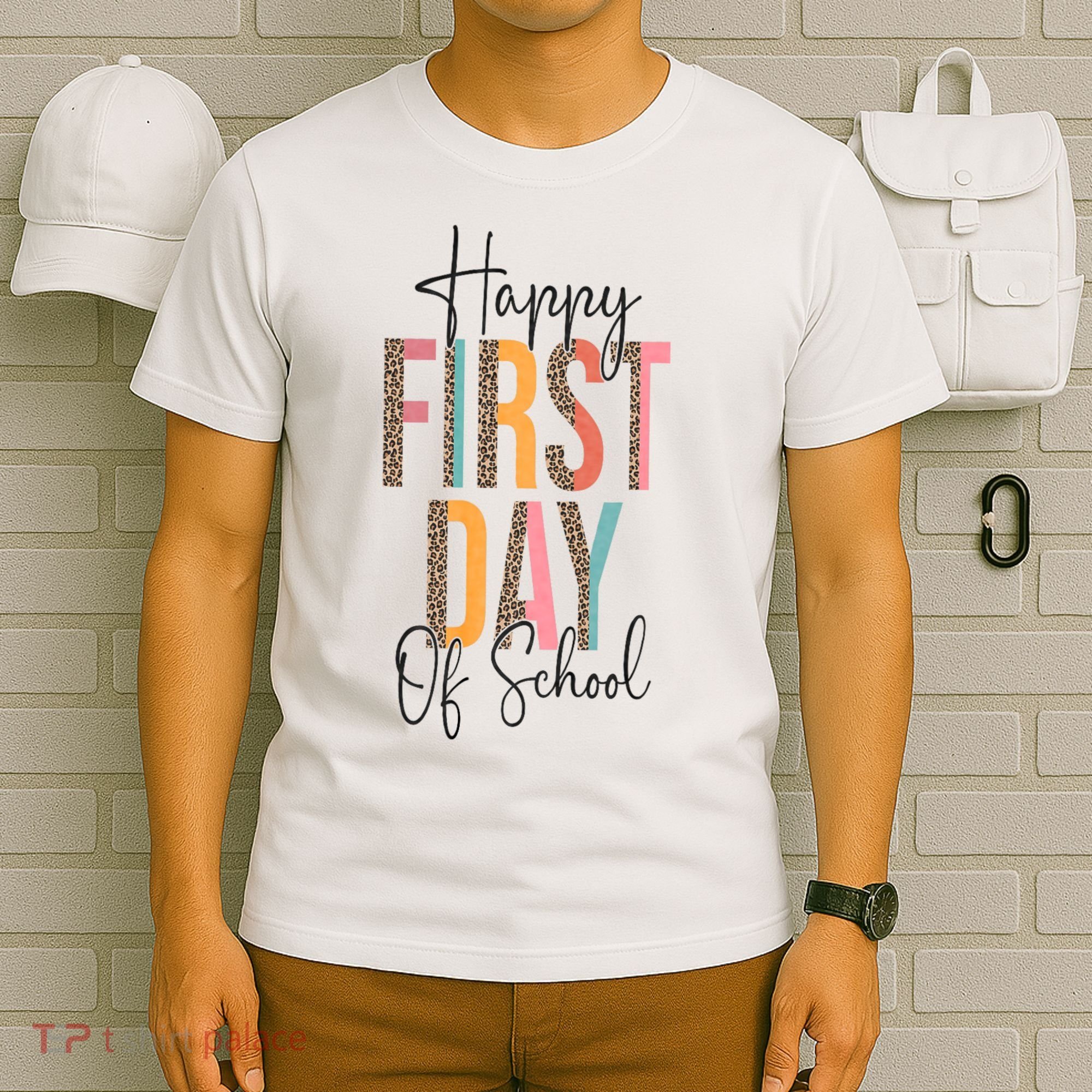 Happy First Day Of School Leopard Back To School Teacher T-Shirt