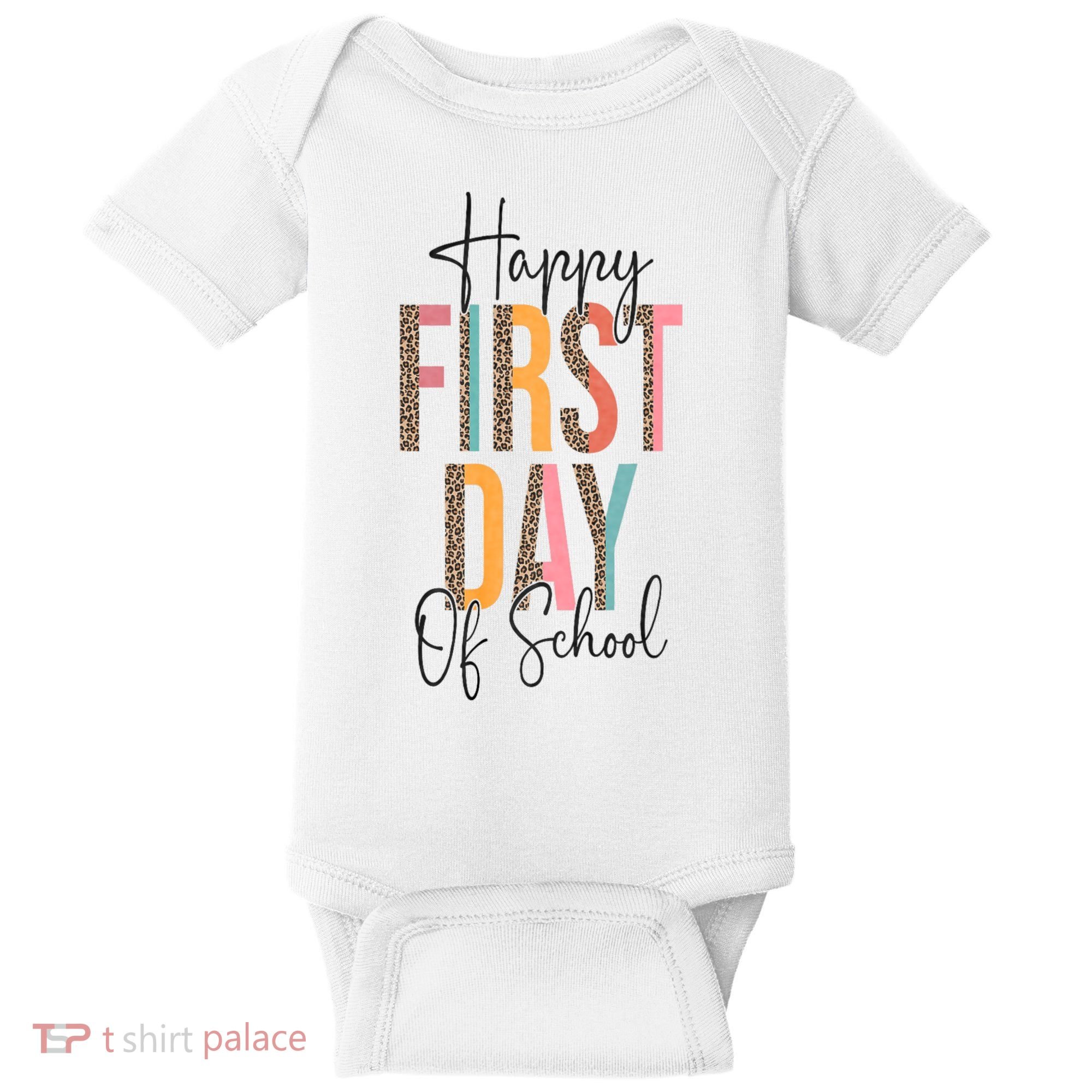 Happy First Day Of School Leopard Back To School Teacher Baby Bodysuit