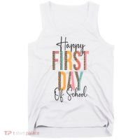 Happy First Day Of School Leopard Back To School Teacher Tank Top thumb 0