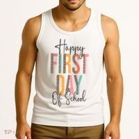 Happy First Day Of School Leopard Back To School Teacher Tank Top thumb 3