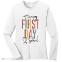 Happy First Day Of School Leopard Back To School Teacher Women's Long Sleeve Shirt thumb 0