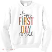 Happy First Day Of School Leopard Back To School Teacher Kids Sweatshirt thumb 0