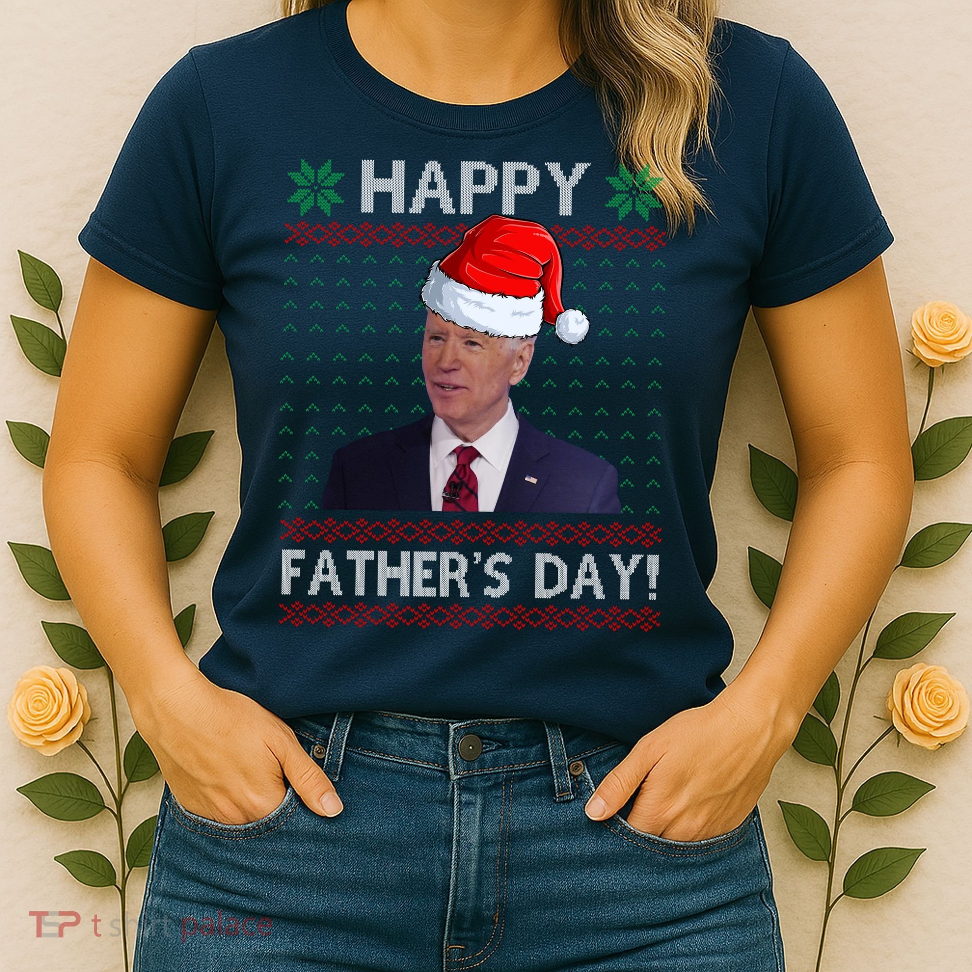 Happy Father's Day Funny Joe Biden Christmas Women's T-Shirt