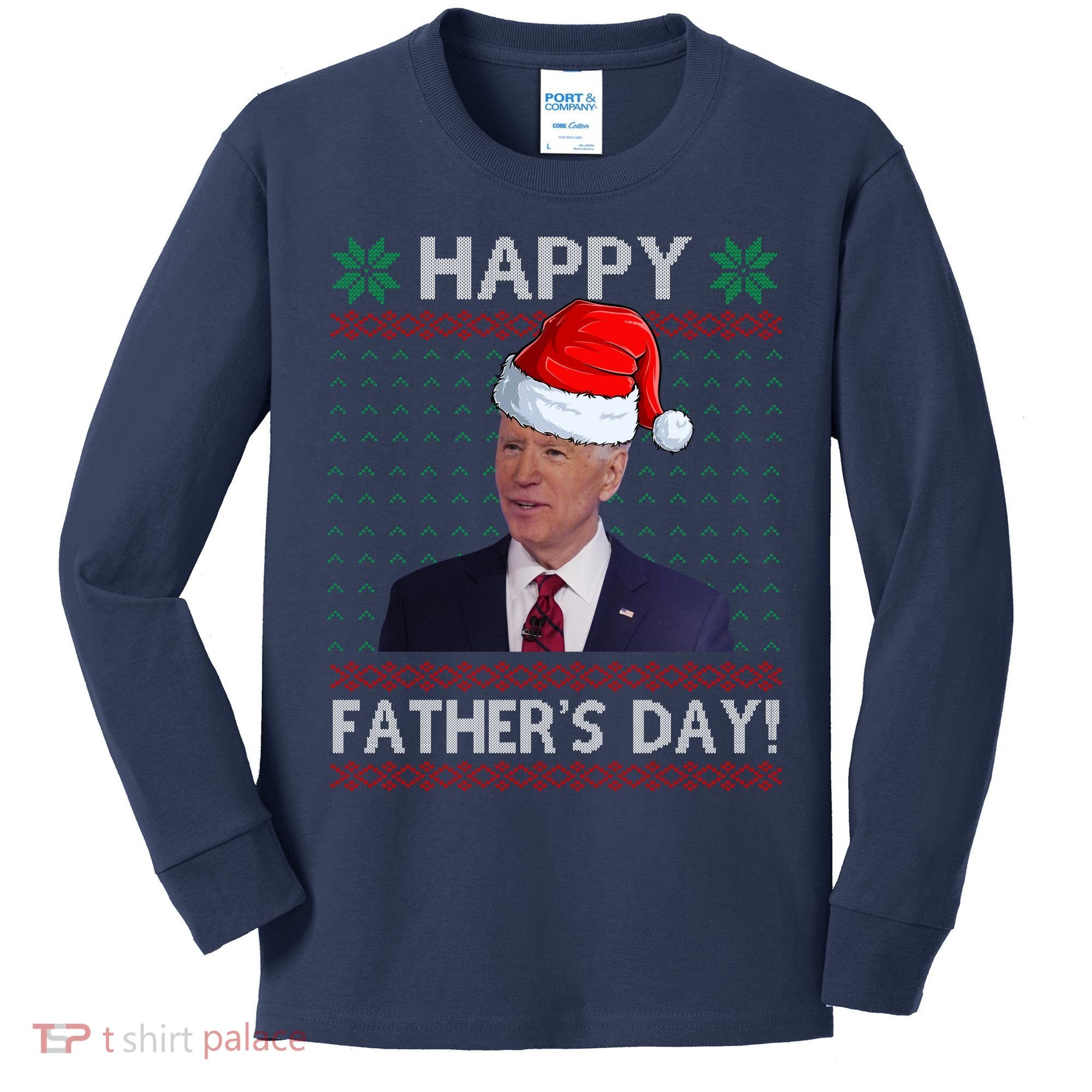 Happy Father's Day Funny Joe Biden Christmas Kids Long Sleeve Shirt