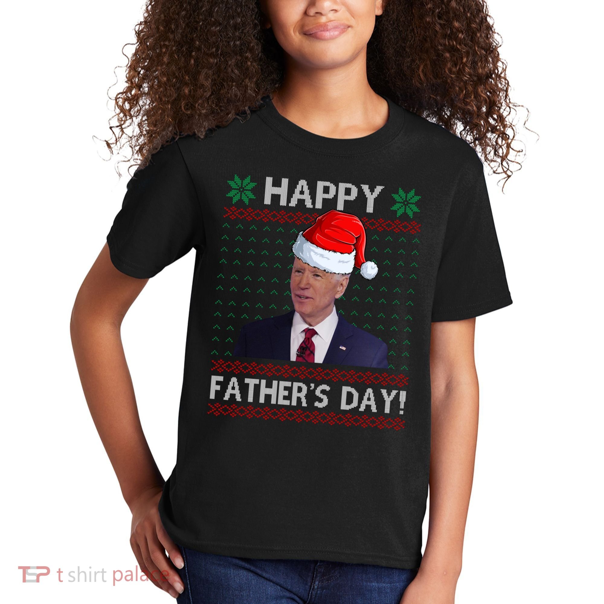 Happy Father's Day Funny Joe Biden Christmas Kids T-Shirt