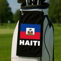 Haitian Flag Day Cool Haiti Flag Pride Golf Towel thumb 2