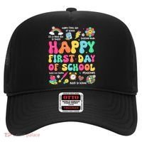Happy First Day Of School Teacher 1st Back To School Hat thumb 0