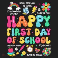 Happy First Day Of School Teacher 1st Back To School Hat thumb 2