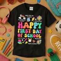 Happy First Day Of School Teacher 1st Back To School Kids T-Shirt thumb 3