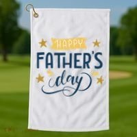 Happy Fathers Day Celebration Gift Golf Towel thumb 1
